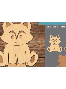 Σετ των 2 Intra απο ξύλο plywood 3mm-4mm πάχος Baby Fox 3D Δίασταση 15x15 cm INTRAFABR-107204281