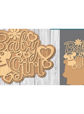 Σετ των 2 Intra απο ξύλο plywood 3mm-4mm πάχος Σήμα κοπής με λέιζερ κοριτσάκι 2 Δίασταση 15x15 cm INTRAFABR-106685813