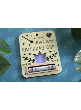 Σετ των 2 Intra απο ξύλο plywood 3mm-4mm πάχος Μωρό κορίτσι Χρηματική Κάρτα | Ευχετήρια κάρτα|CNC Δίασταση 10x20 cm INTRAFABR-97158362