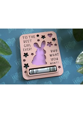 Σετ των 2 Intra απο ξύλο plywood 3mm-4mm πάχος Μωρό κορίτσι Χρηματική Κάρτα | Ευχετήρια κάρτα|CNC Δίασταση 10x20 cm INTRAFABR-97158398