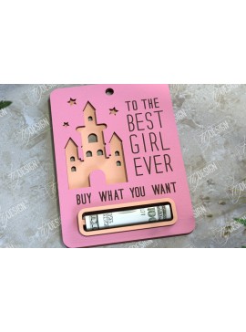 Σετ των 2 Intra απο ξύλο plywood 3mm-4mm πάχος Μωρό κορίτσι Χρηματική Κάρτα | Ευχετήρια κάρτα|CNC Δίασταση 10x20 cm INTRAFABR-97156779