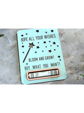 Σετ των 2 Intra απο ξύλο plywood 3mm-4mm πάχος Μωρό κορίτσι Χρηματική Κάρτα | Ευχετήρια κάρτα|CNC Δίασταση 10x20 cm INTRAFABR-97156807