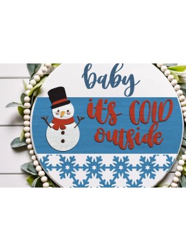 Intra απο ξύλο plywood 3mm-4mm πάχος Baby It's Cold Εξωτερική Κρεμάστρα Δίασταση 30x20 cm INTRAFABR-35111714