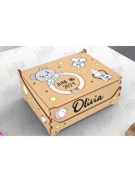 Σετ των 3 Intra απο ξύλο plywood 3mm-4mm πάχος Baby Memory Box | Προσωποποιημένο κουτί | CNC Δίασταση 10x10 cm INTRAFABR-113933919