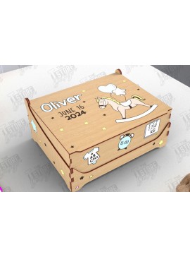 Σετ των 3 Intra απο ξύλο plywood 3mm-4mm πάχος Baby Memory Box | Προσωποποιημένο κουτί | CNC Δίασταση 10x10 cm INTRAFABR-113933930