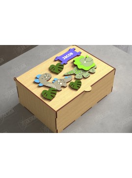 Σετ των 3 Intra απο ξύλο plywood 3mm-4mm πάχος Baby Memory Box | Προσωποποιημένο κουτί | CNC Δίασταση 10x10 cm INTRAFABR-111357192