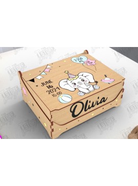 Σετ των 3 Intra απο ξύλο plywood 3mm-4mm πάχος Baby Memory Box | Προσωποποιημένο κουτί | CNC Δίασταση 10x10 cm INTRAFABR-113933942