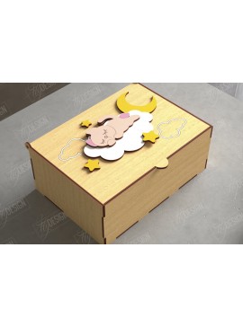 Σετ των 3 Intra απο ξύλο plywood 3mm-4mm πάχος Baby Memory Box | Προσωποποιημένο κουτί | CNC Δίασταση 10x10 cm INTRAFABR-111357226