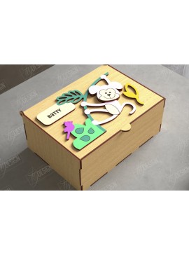 Σετ των 3 Intra απο ξύλο plywood 3mm-4mm πάχος Baby Memory Box | Προσωποποιημένο κουτί | CNC Δίασταση 10x10 cm INTRAFABR-111357232