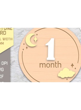 Σετ των 2 Intra απο ξύλο plywood 3mm-4mm πάχος Baby Milestone Card Cut . 1 Μήνας Δίασταση 30x20 cm INTRAFABR-85225277