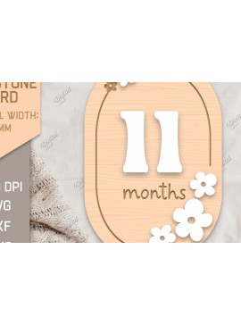 Σετ των 2 Intra απο ξύλο plywood 3mm-4mm πάχος Baby Milestone Card Cut . 11 μηνών Δίασταση 30x20 cm INTRAFABR-85218753