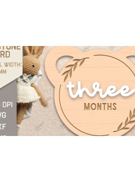 Σετ των 2 Intra απο ξύλο plywood 3mm-4mm πάχος Baby Milestone Card Cut . 3 μηνών Δίασταση 30x20 cm INTRAFABR-85223728