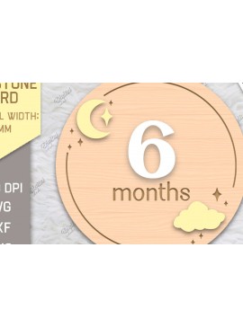 Σετ των 2 Intra απο ξύλο plywood 3mm-4mm πάχος Baby Milestone Card Cut . 6 μηνών Δίασταση 30x20 cm INTRAFABR-85225530