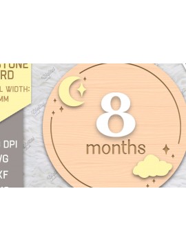 Σετ των 2 Intra απο ξύλο plywood 3mm-4mm πάχος Baby Milestone Card Cut . 8 μηνών Δίασταση 30x20 cm INTRAFABR-85225608