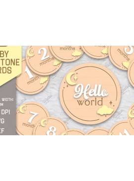 Σετ των 2 Intra απο ξύλο plywood 3mm-4mm πάχος κοπής με λέιζερ με κάρτα Baby Milestone Δίασταση 30x20 cm INTRAFABR-85386462