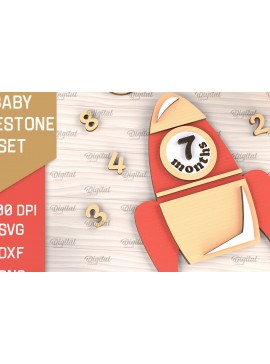 Σετ των 2 Intra απο ξύλο plywood 3mm-4mm πάχος Baby Milestone Card Design Cut  Δίασταση 30x20 cm INTRAFABR-102961532