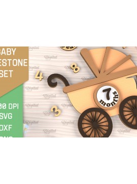 Σετ των 2 Intra απο ξύλο plywood 3mm-4mm πάχος Baby Milestone Card Design Cut  Δίασταση 30x20 cm INTRAFABR-102961591