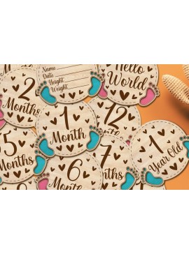 Intra απο ξύλο plywood 3mm-4mm πάχος Baby Milestone Cards Cut  Δίασταση 30x20 cm INTRAFABR-97519317