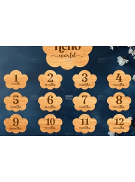 Σετ των 2 Intra απο ξύλο plywood 3mm-4mm πάχος Baby Milestone Discs | Δίασταση 30x20 cm INTRAFABR-118829187