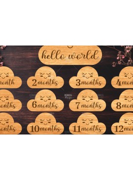 Σετ των 2 Intra απο ξύλο plywood 3mm-4mm πάχος Baby Milestone Discs | Δίασταση 30x20 cm INTRAFABR-118828032