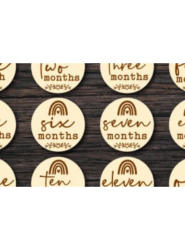 Σετ των 2 Intra απο ξύλο plywood 3mm-4mm πάχος Baby Monthly Milestone Cards Cut  Δίασταση 15x15 cm INTRAFABR-69376558