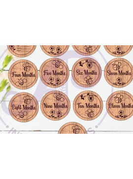 Σετ των 2 Intra απο ξύλο plywood 3mm-4mm πάχος Baby Monthly Milestone Discs Bees Δίασταση 30x20 cm INTRAFABR-120665608