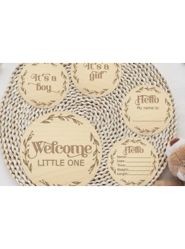 Σετ των 2 Intra απο ξύλο plywood 3mm-4mm πάχος Baby Monthly Milestones , Baby Δίασταση 15x15 cm INTRAFABR-112458354