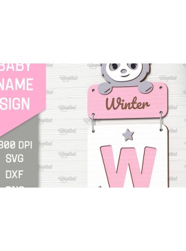 Σετ των 2 Intra απο ξύλο plywood 3mm-4mm πάχος Πινακίδα ονόματος μωρού . Επιστολή W Δίασταση 30x20 cm INTRAFABR-90968564