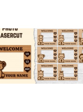 Intra απο ξύλο plywood 3mm-4mm πάχος Κορνίζα για μωρό νεογέννητο  Δίασταση 20x30 cm INTRAFABR-123766326