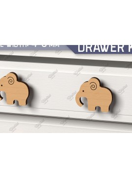 Σετ των 2 Intra απο ξύλο plywood 3mm-4mm πάχος Πόμολα συρταριών παιδικού σταθμού. Ελέφαντας Δίασταση 30x20 cm INTRAFABR-86301870