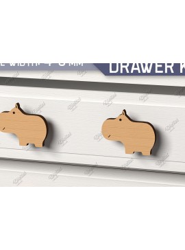 Σετ των 2 Intra απο ξύλο plywood 3mm-4mm πάχος Πόμολα συρταριών παιδικού σταθμού. Hippo Δίασταση 30x20 cm INTRAFABR-86301714