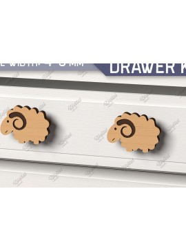Σετ των 2 Intra απο ξύλο plywood 3mm-4mm πάχος Πόμολα συρταριών παιδικού σταθμού. Πρόβατα Δίασταση 30x20 cm INTRAFABR-86302038