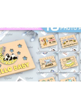 Σετ των 2 Intra απο ξύλο plywood 3mm-4mm πάχος κοπής με λέιζερ άλμπουμ για μωρά Δίασταση 30x20 cm INTRAFABR-99928650