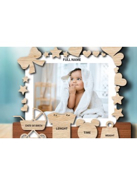 Σετ των 2 Intra απο ξύλο plywood 3mm-4mm πάχος Κορνίζα μωρού Δίασταση 20x30 cm INTRAFABR-66255944