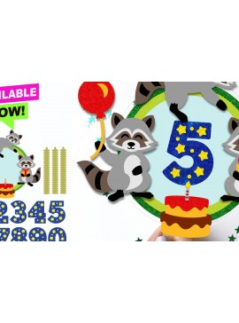 Σετ των 2 Intra απο ξύλο plywood 3mm-4mm πάχος Baby Raccoon Cake Topper 3D Δίασταση 15x15 cm INTRAFABR-120174417