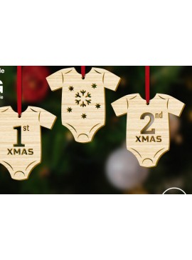Σετ των 3 Intra απο ξύλο plywood 3mm-4mm πάχος χριστουγεννιάτικων στολιδιών Baby Romper Δίασταση 4x4 cm INTRAFABR-84661549