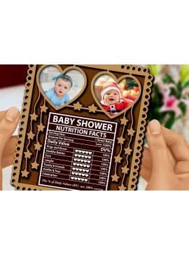 Σετ των 3 Intra απο ξύλο plywood 3mm-4mm πάχος BABY SHOWER NUTRITION Facts Στολίδι Δίασταση 8x8 cm INTRAFABR-81733080
