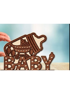 Σετ των 2 Intra απο ξύλο plywood 3mm-4mm πάχος Baby Shower Ξύλινο Δώρο Κοπή  Δίασταση 15x15 cm INTRAFABR-69854111