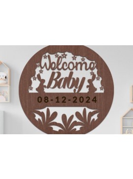 Intra απο ξύλο plywood 3mm-4mm πάχος Baby Welcome Sign Wall Art Δίασταση 40x40 cm INTRAFABR-98965922