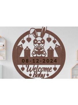 Intra απο ξύλο plywood 3mm-4mm πάχος Baby Welcome Sign Wall Art Δίασταση 40x40 cm INTRAFABR-98965920