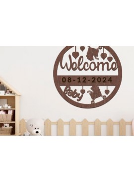 Intra απο ξύλο plywood 3mm-4mm πάχος Baby Welcome Wall Art Δίασταση 40x40 cm INTRAFABR-98829431