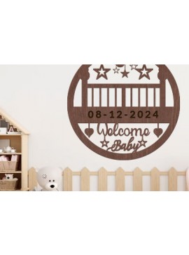 Σετ των 2 Intra απο ξύλο plywood 3mm-4mm πάχος Baby Welcome Wall Art Δίασταση 40x40 cm INTRAFABR-98829437