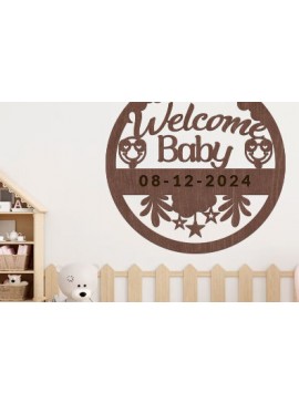 Σετ των 2 Intra απο ξύλο plywood 3mm-4mm πάχος Baby Welcome Wall Art Δίασταση 40x40 cm INTRAFABR-98829442