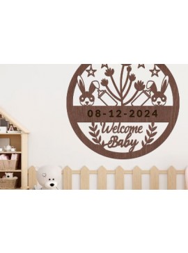 Intra απο ξύλο plywood 3mm-4mm πάχος Baby Welcome Wall Art Δίασταση 40x40 cm INTRAFABR-98829446