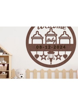 Intra απο ξύλο plywood 3mm-4mm πάχος Baby Welcome Wall Art Δίασταση 40x40 cm INTRAFABR-98829451