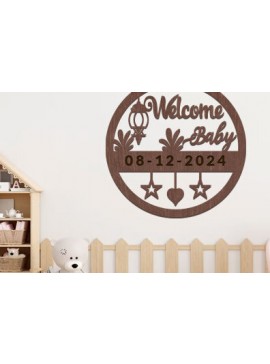 Intra απο ξύλο plywood 3mm-4mm πάχος Baby Welcome Wall Art Δίασταση 40x40 cm INTRAFABR-98829424