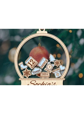 Σετ των 3 Intra απο ξύλο plywood 3mm-4mm πάχος Το πρώτο χριστουγεννιάτικο στολίδι του μωρού Δίασταση 8x8 cm INTRAFABR-103508807