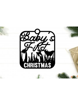 Σετ των 3 Intra απο ξύλο plywood 3mm-4mm πάχος BABY'S FIRST CHRISTMAS Στολίδι Μεταλλικό Δίασταση 8x8 cm INTRAFABR-86052134