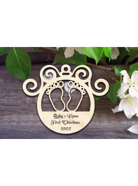 Σετ των 3 Intra απο ξύλο plywood 3mm-4mm πάχος Το πρώτο χριστουγεννιάτικο στολίδι του μωρού Δίασταση 8x8 cm INTRAFABR-34242513