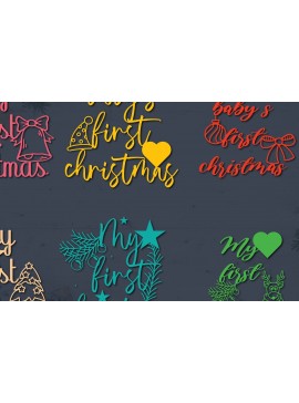 Σετ των 2 Intra απο ξύλο plywood 3mm-4mm πάχος Πρώτη χριστουγεννιάτικη δέσμη μπλουζών για μωρά Δίασταση 15x15 cm INTRAFABR-37690366